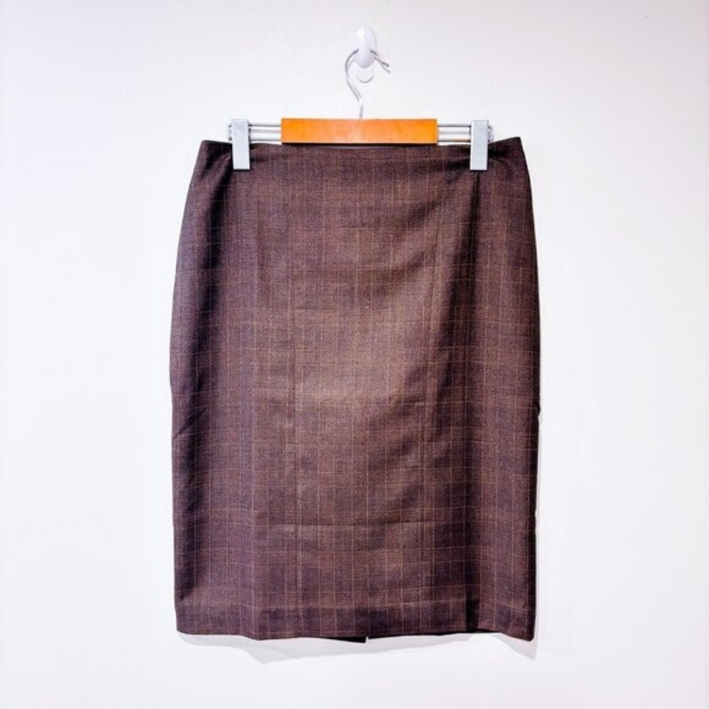SANDRA‎ ANGELOZZI Brown Plaid Tailored Pencil Skirt Office Size 34 EU